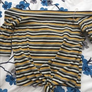 Off the shoulder crop top with knot in the front